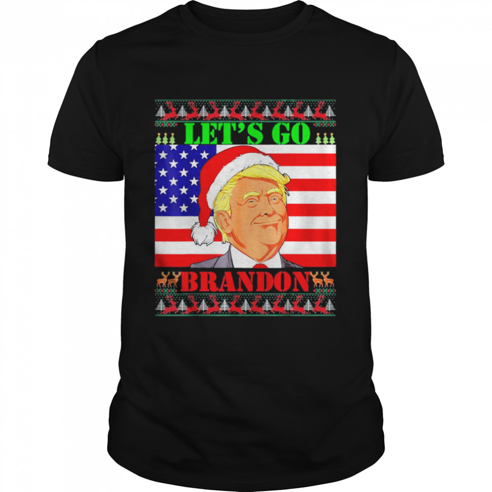 Let’s Go Brandon Trump Ugly Christmas Sweater Usa Flag T- Classic Men's T-shirt