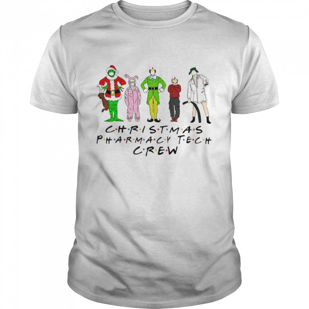 Grinch Elf Face Mask Christmas Pharmacy Tech Crew shirts