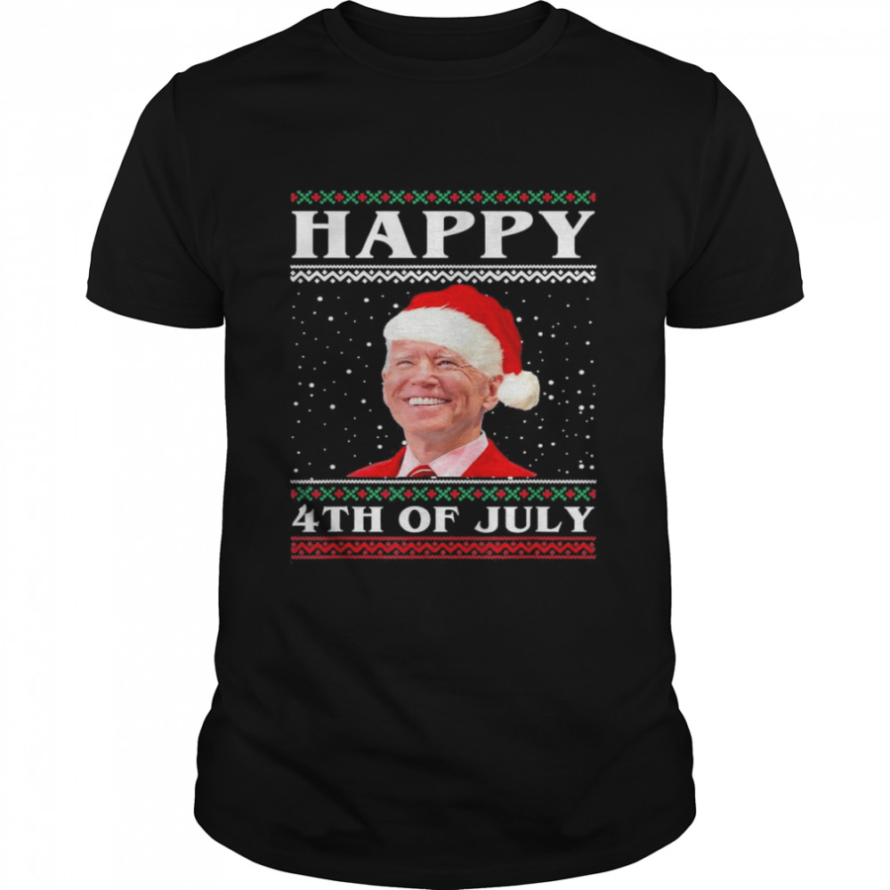 Happy 4th of July Biden Santa Ugly Christmas T-Shirt