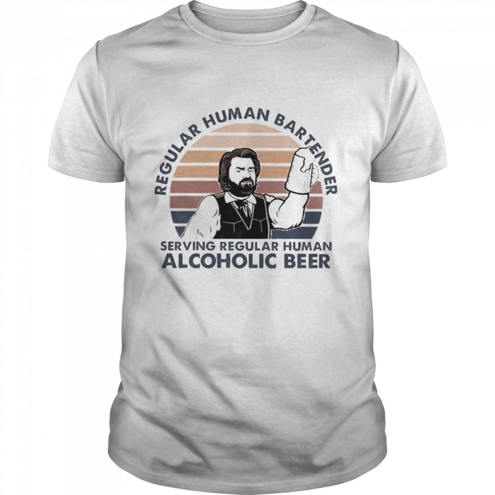 Regular Human Bartender Serving Regular Human Alcoholic Beer Vintage  Classic Men's T-shirt
