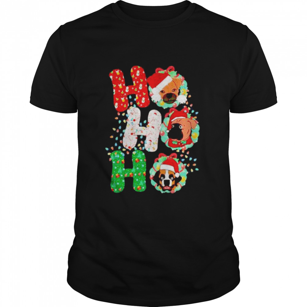 boxer dog Ho Ho Ho merry Christmas shirts