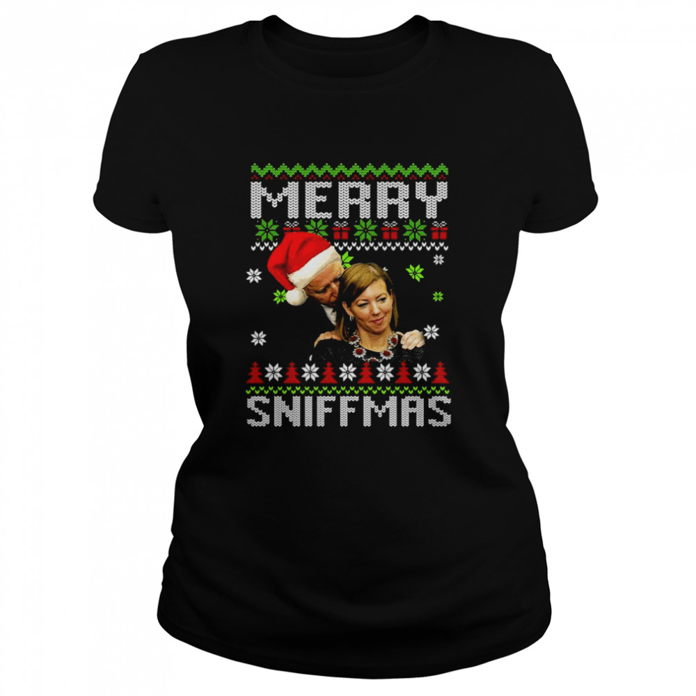 Joe Biden Merry Sniffmas Ugly Christmas shirt Classic Women's T-shirt