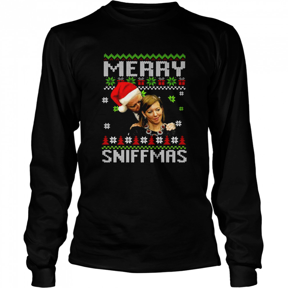 Joe Biden Merry Sniffmas Ugly Christmas shirt Long Sleeved T-shirt