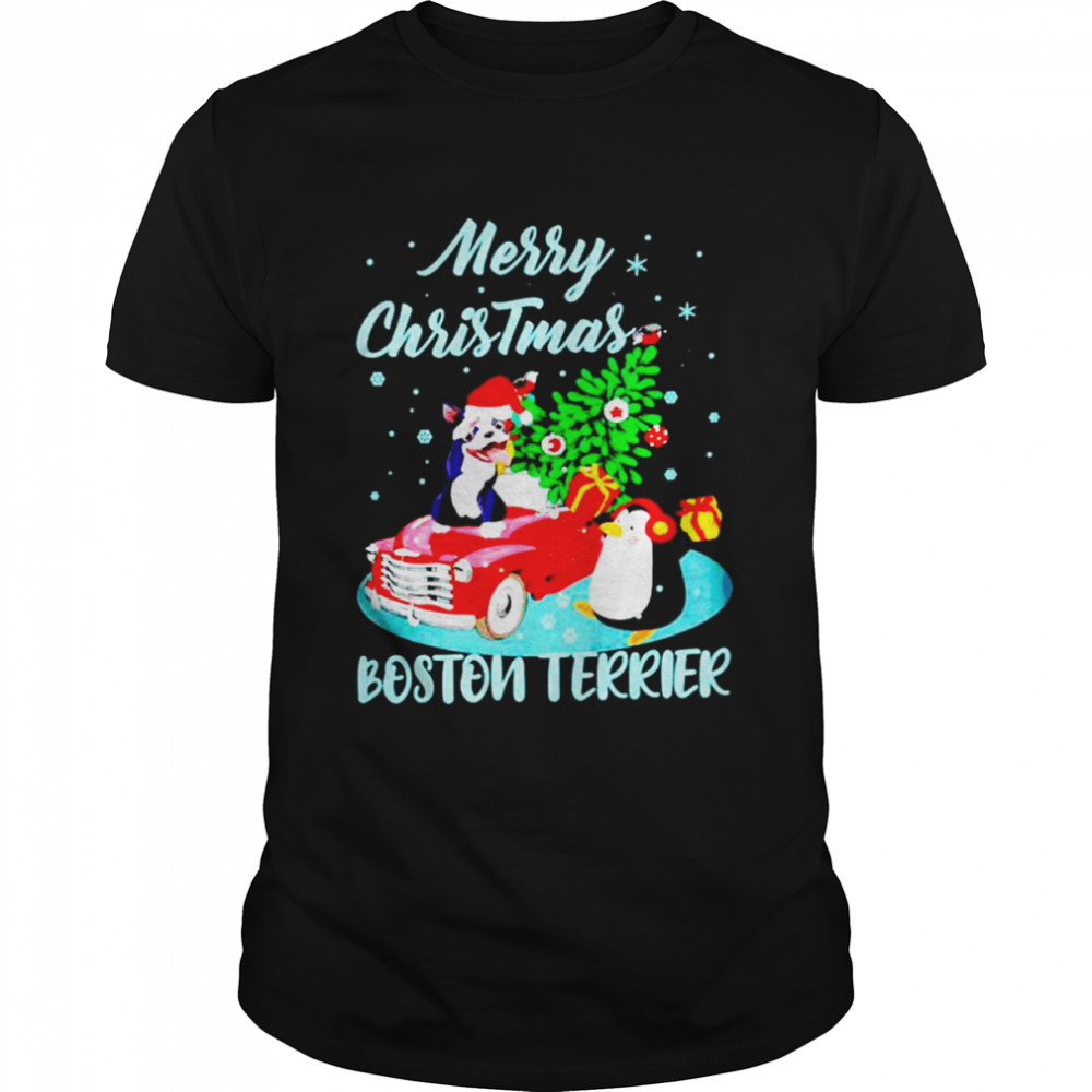 Boston Terrier Merry Christmas shirts