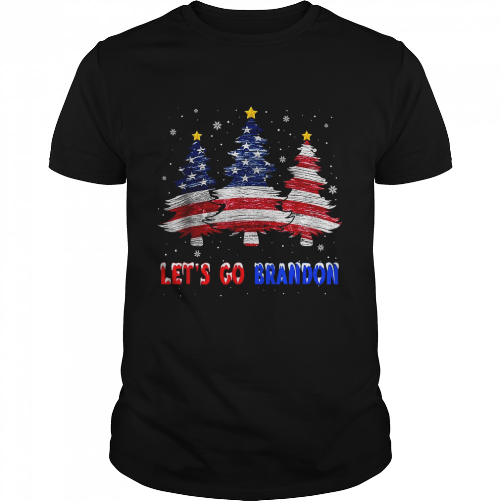 Let’s Go Brandon Tree American Flag Christmas  Classic Men's T-shirt