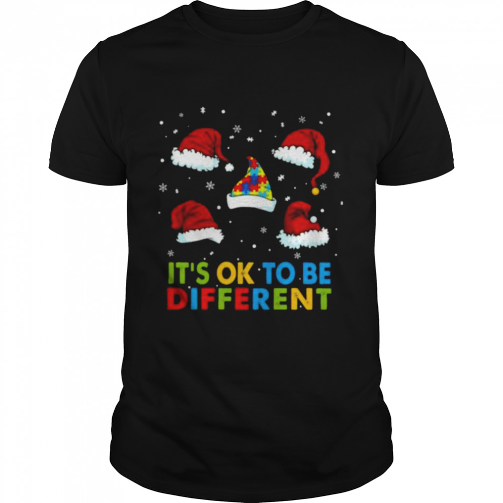 Santa Hat Autism Awareness it’s ok to be different Christmas shirt