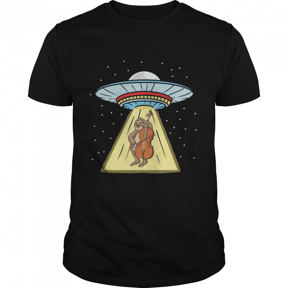 Ufo Abduction Sloth Musician Cellist Shirts