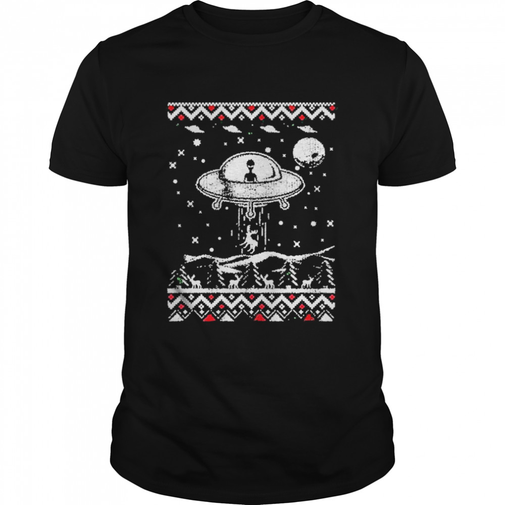 UFO Alien Spaceship Ugly Christmas Sweater  Classic Men's T-shirt