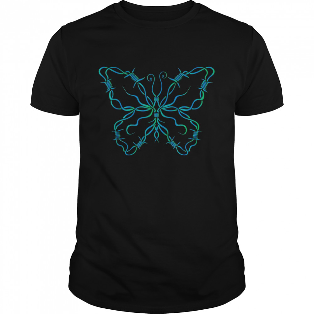Colorful Not Delicate Barbed wire Butterfly Design  Classic Men's T-shirt