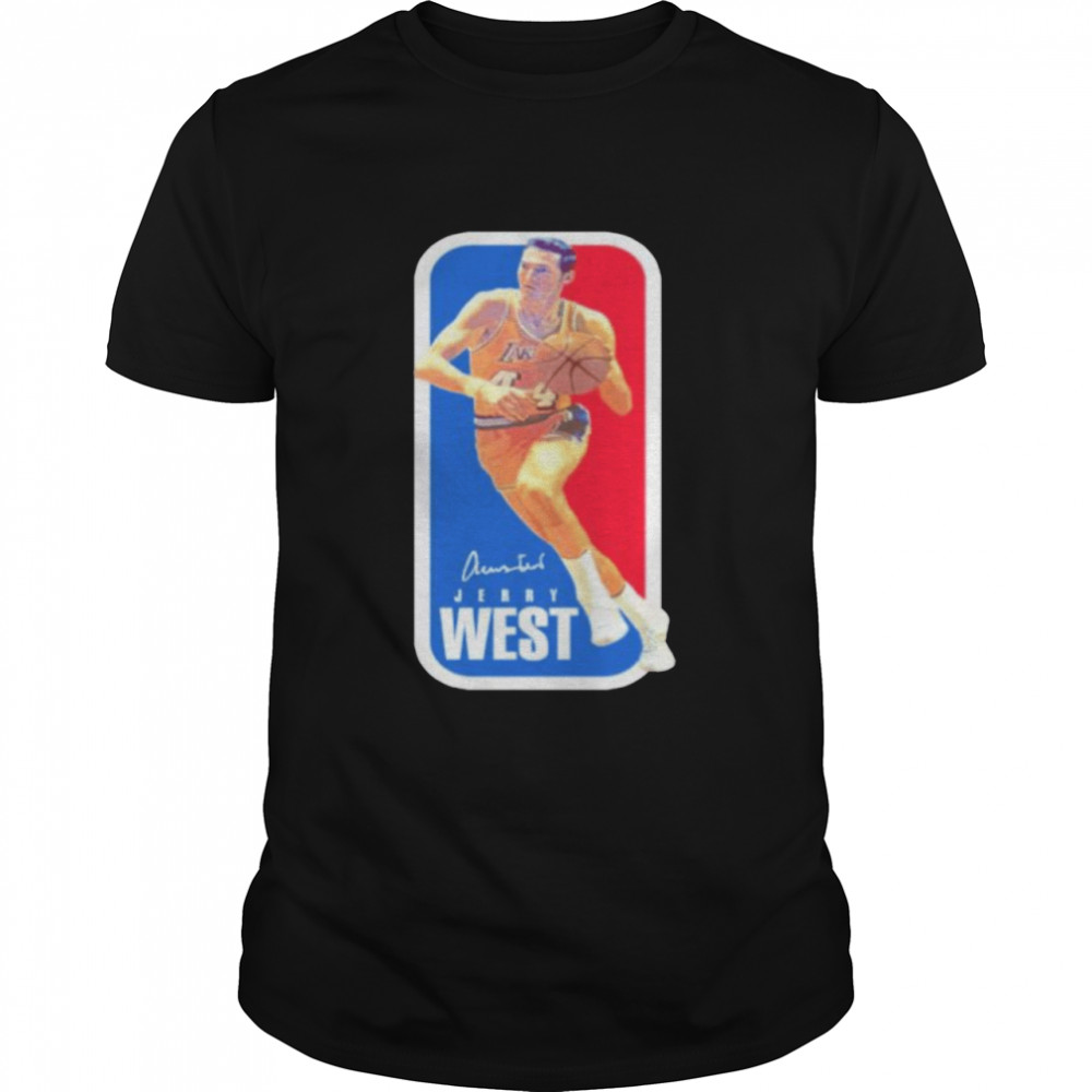 Los Angeles Lakers Jerry West the NBA logo signature shirts