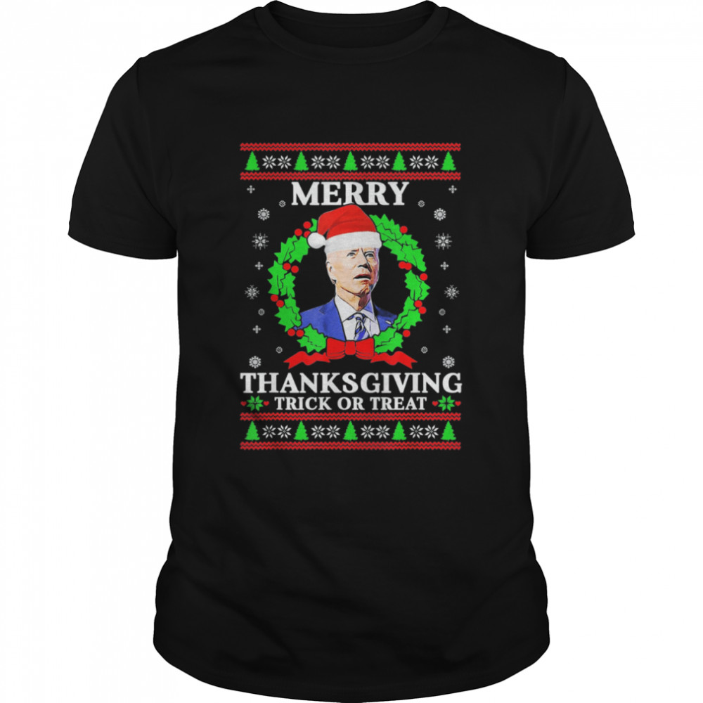 Merry Thanksgiving Trick Or Treat Santa Joe Ugly Christmas  Classic Men's T-shirt