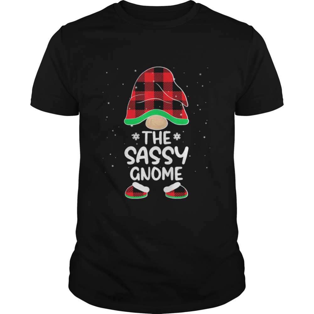 Sassy Gnome Buffalo Plaid Matching Family Christmas Pajama Tee Shirt