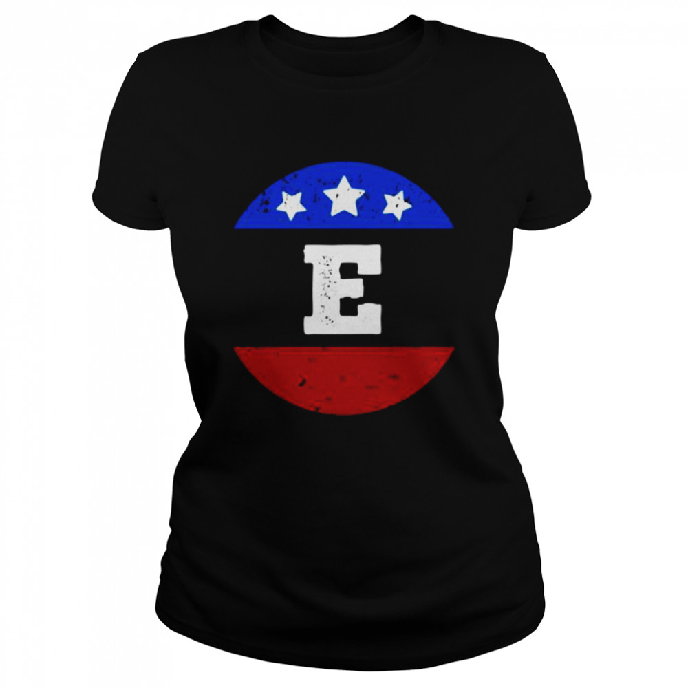 Buchstabe E Initiale, amerikanische Flagge mit Buchstabe E Monogramm E  Classic Women's T-shirt