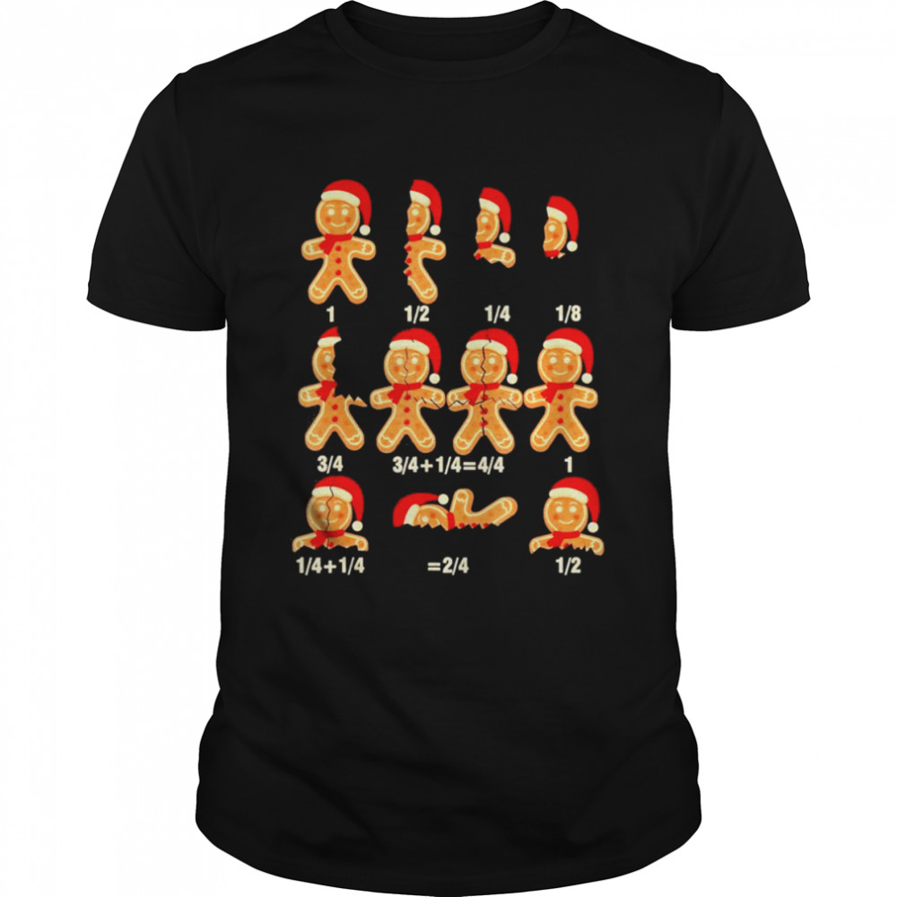 Christmas Math Teacher Equation Gingerbread With Santa Hat T- Classic Men's T-shirt