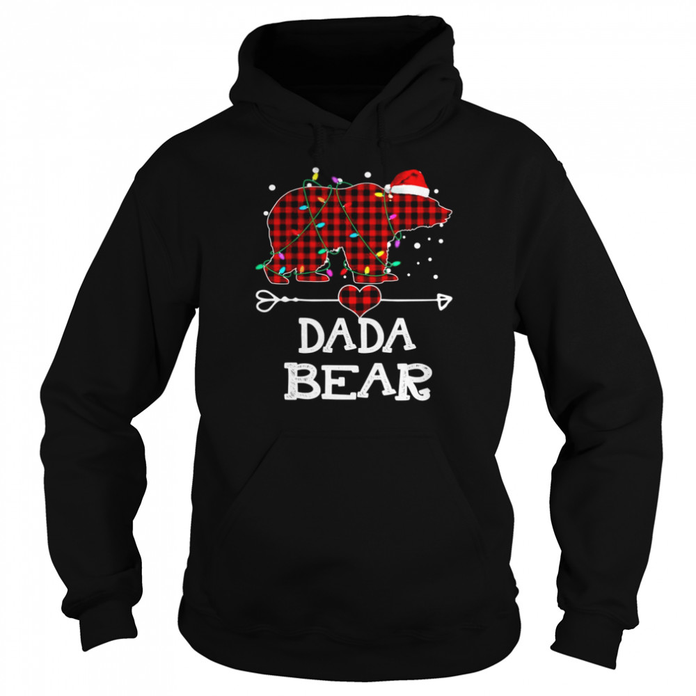 Dada Bear , Red Buffalo Plaid Dada Bear Pajama Unisex Hoodie