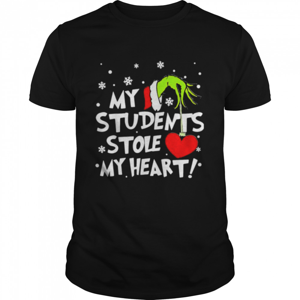 My Students Stole My Heart Teacher Christmas Grinch hand T- Classic Men's T-shirt
