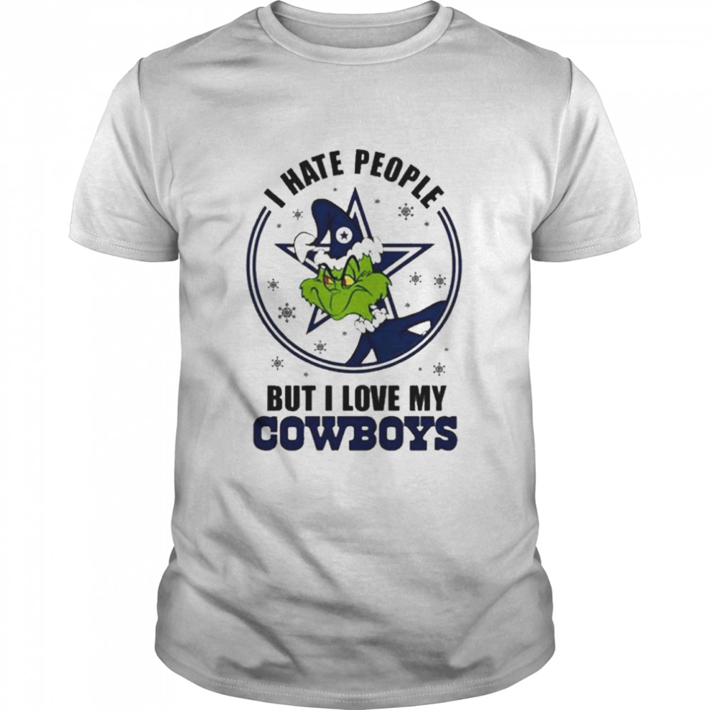 I Hate People But I Love Cowboy Dallas Grinch Football Merry Christmas shirt Classic Men's T-shirt