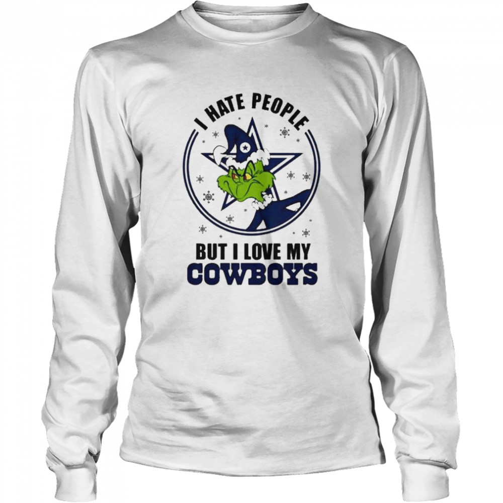 I Hate People But I Love Cowboy Dallas Grinch Football Merry Christmas shirt Long Sleeved T-shirt