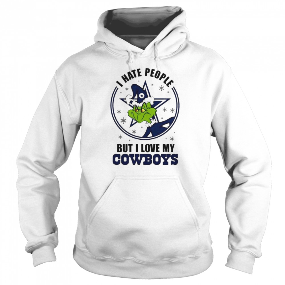 I Hate People But I Love Cowboy Dallas Grinch Football Merry Christmas shirt Unisex Hoodie