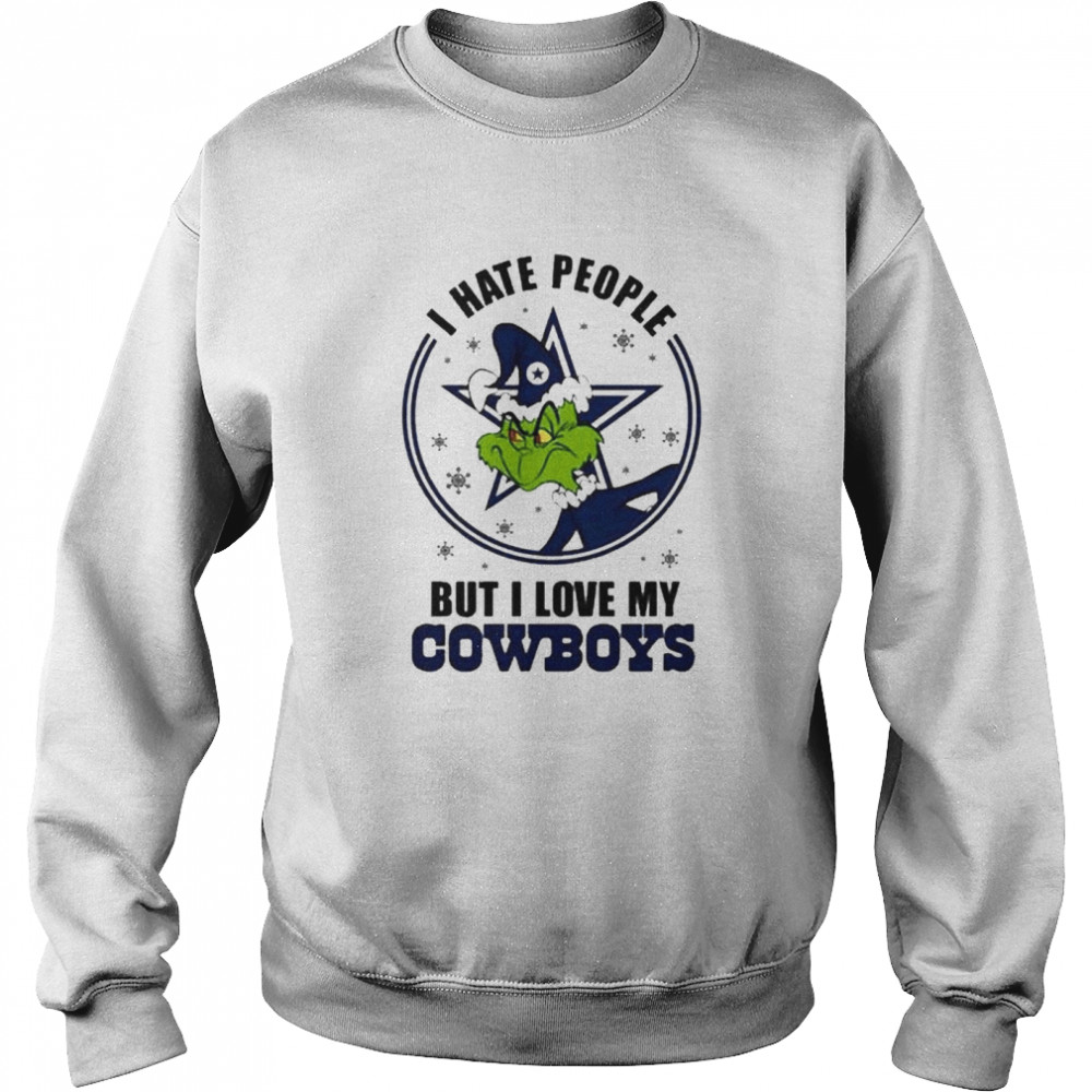 I Hate People But I Love Cowboy Dallas Grinch Football Merry Christmas shirt Unisex Sweatshirt
