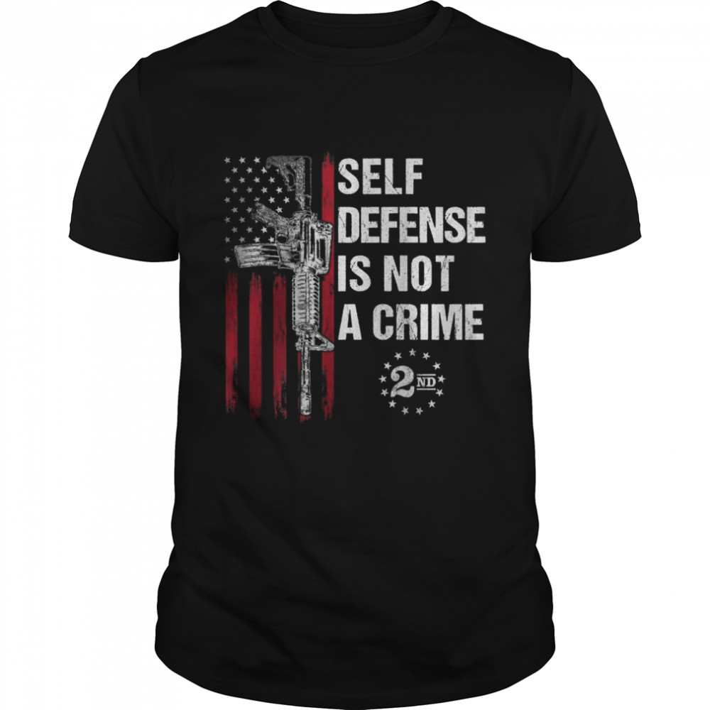 Self defense is Not a Crime Gun Rights AR-15 American Flag T-Shirts