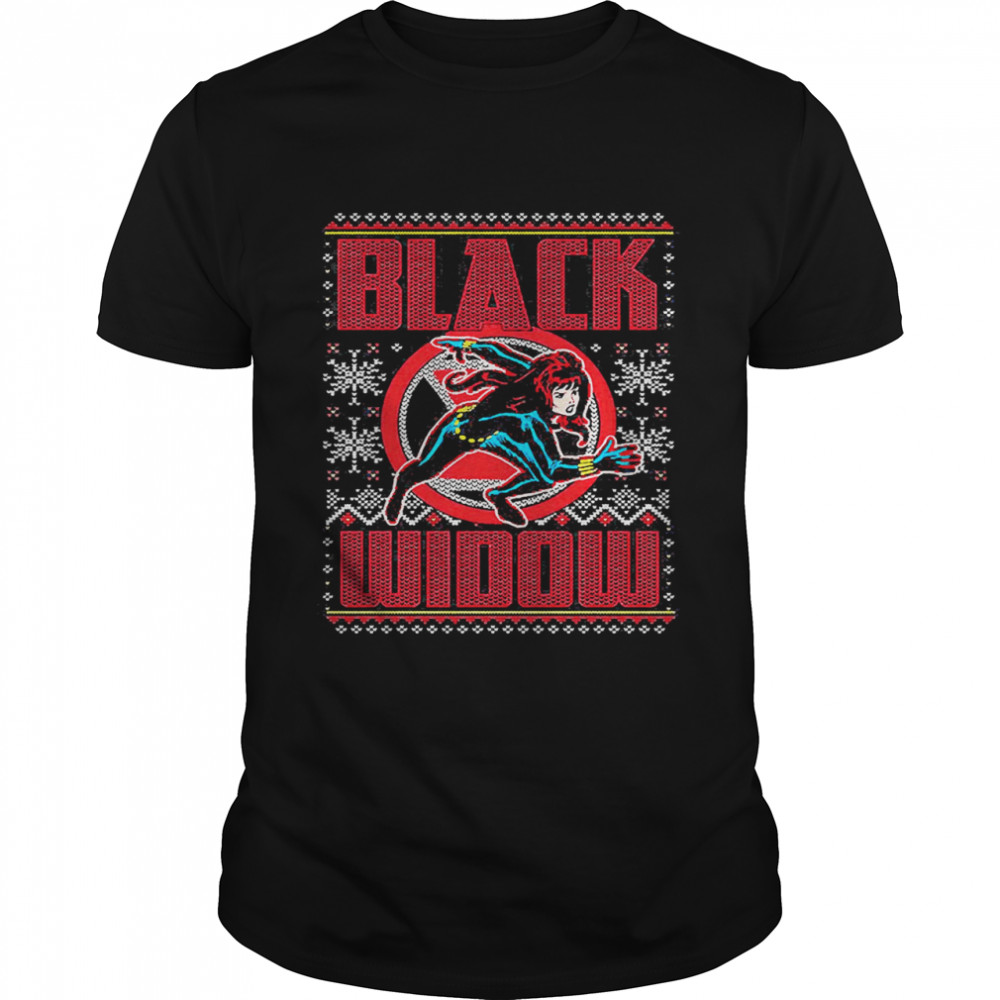 Black Widow Faux Ugly Christmas Sweater Marvel Comics  Classic Men's T-shirt