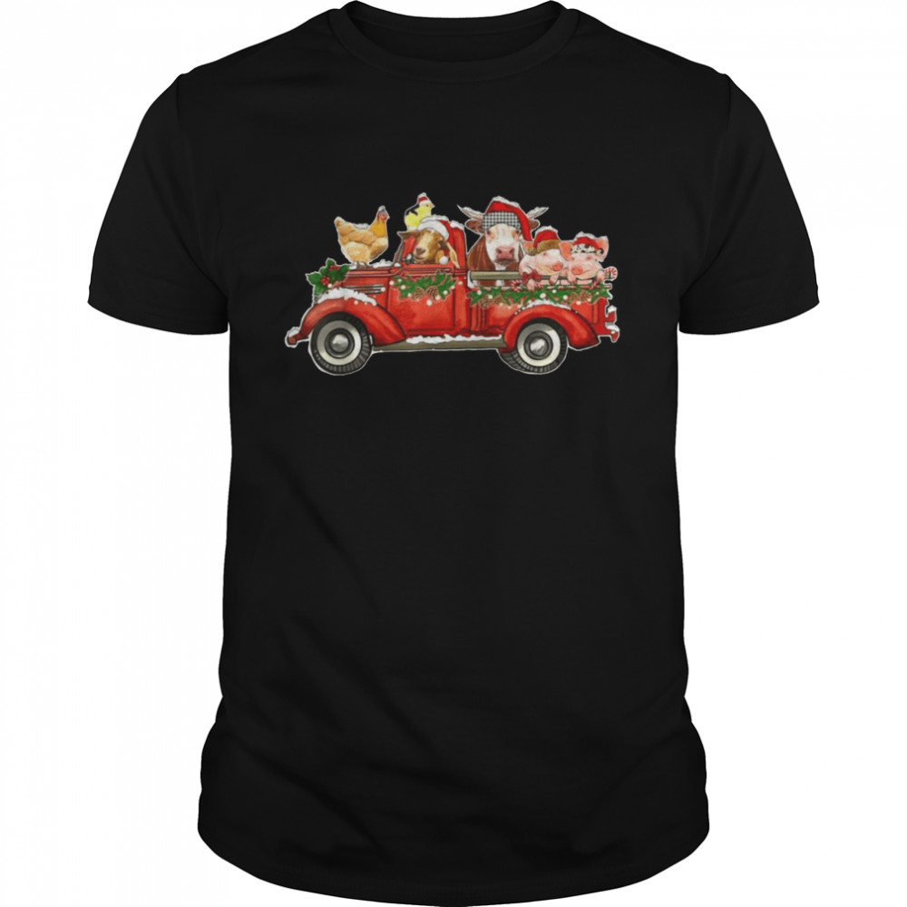 Christmas Truck With Farm Animals Farmer Christmas Farmer Shirts