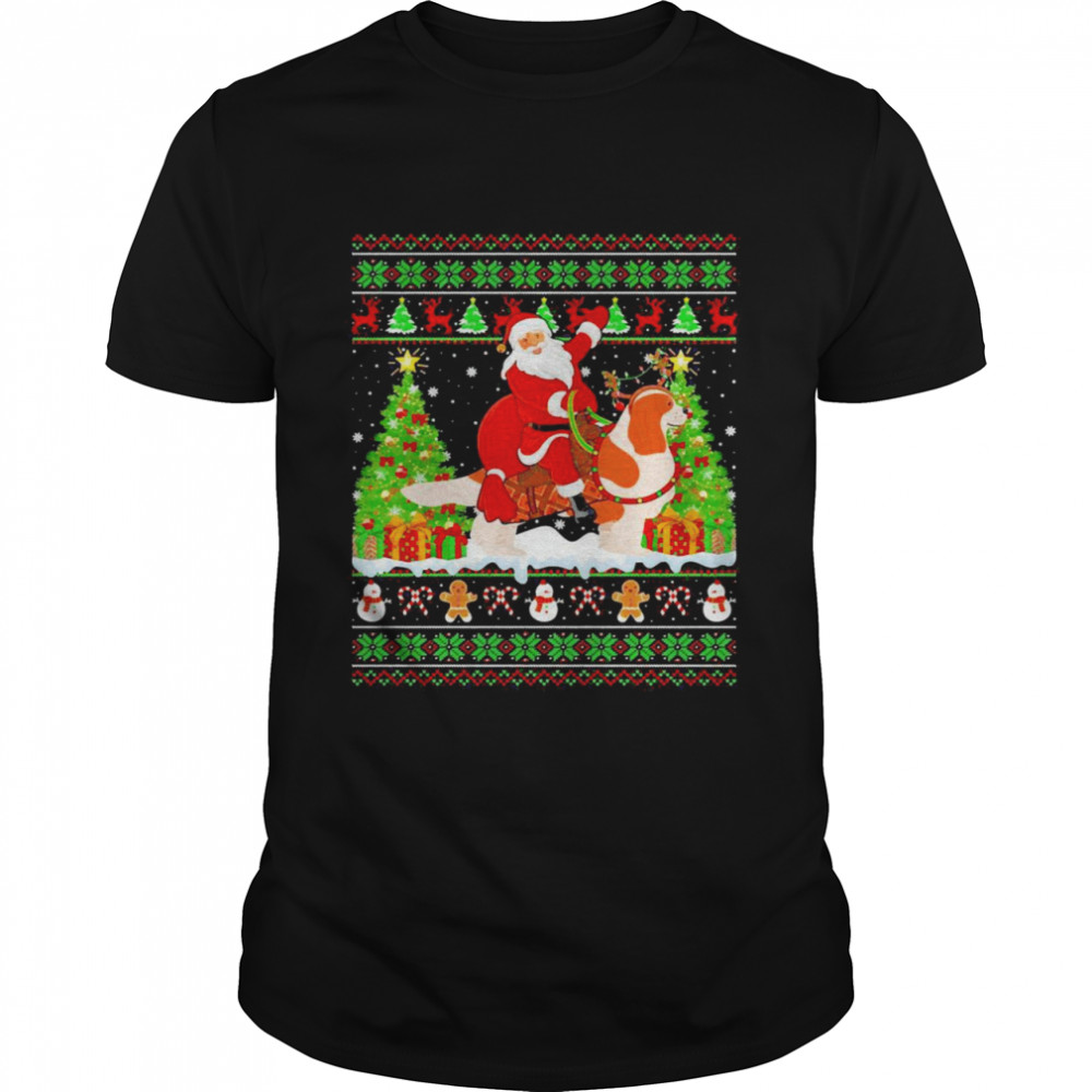 Ugly Santa Riding Cavalier King Charles Spaniel Christmas Sweater  Classic Men's T-shirt