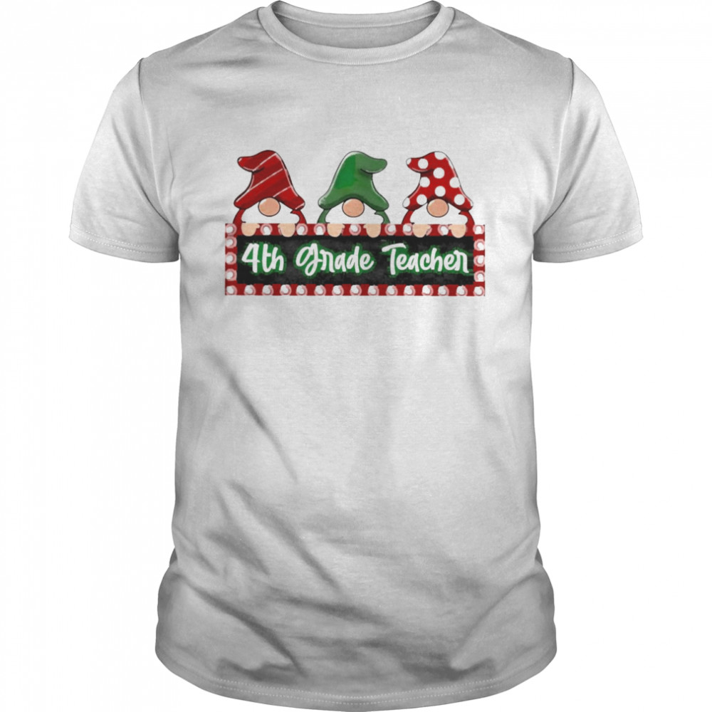 Christmas Gnomes 4th Grade Teacher Sweater  Classic Men's T-shirt