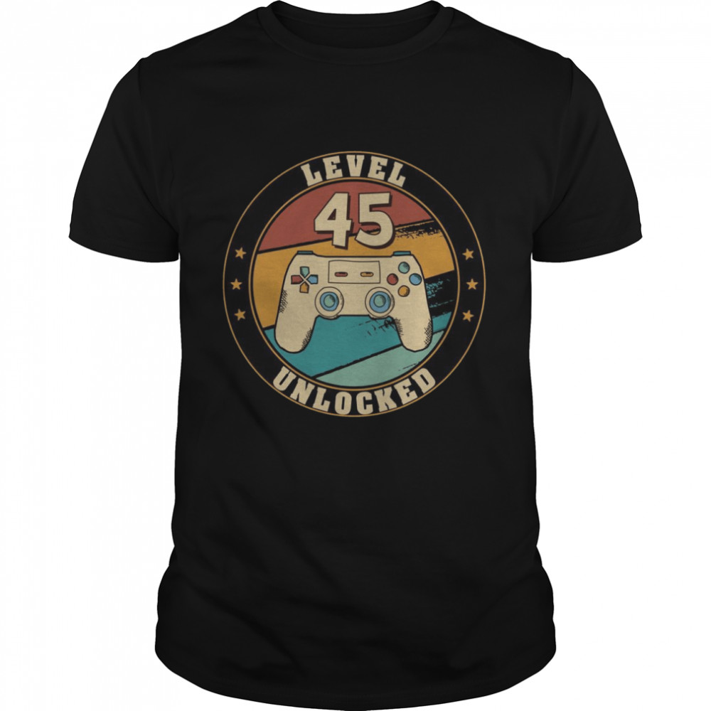 Levels 45s Unlockeds Gamers 45ths Birthdays Decorationss Partys 1976s Shirts