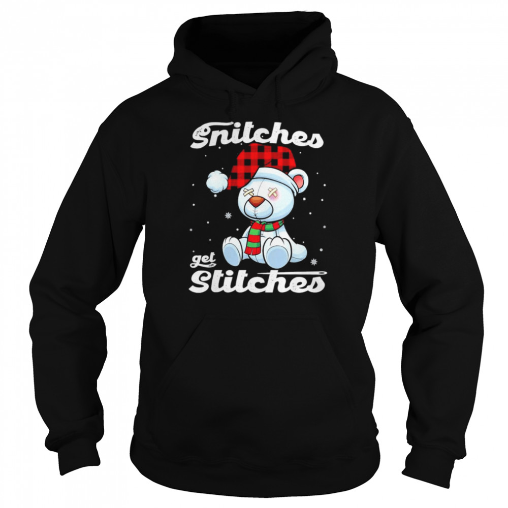 Snitches Get Stitches Xmas Matching Pajamas Santa Hat shirt Unisex Hoodie