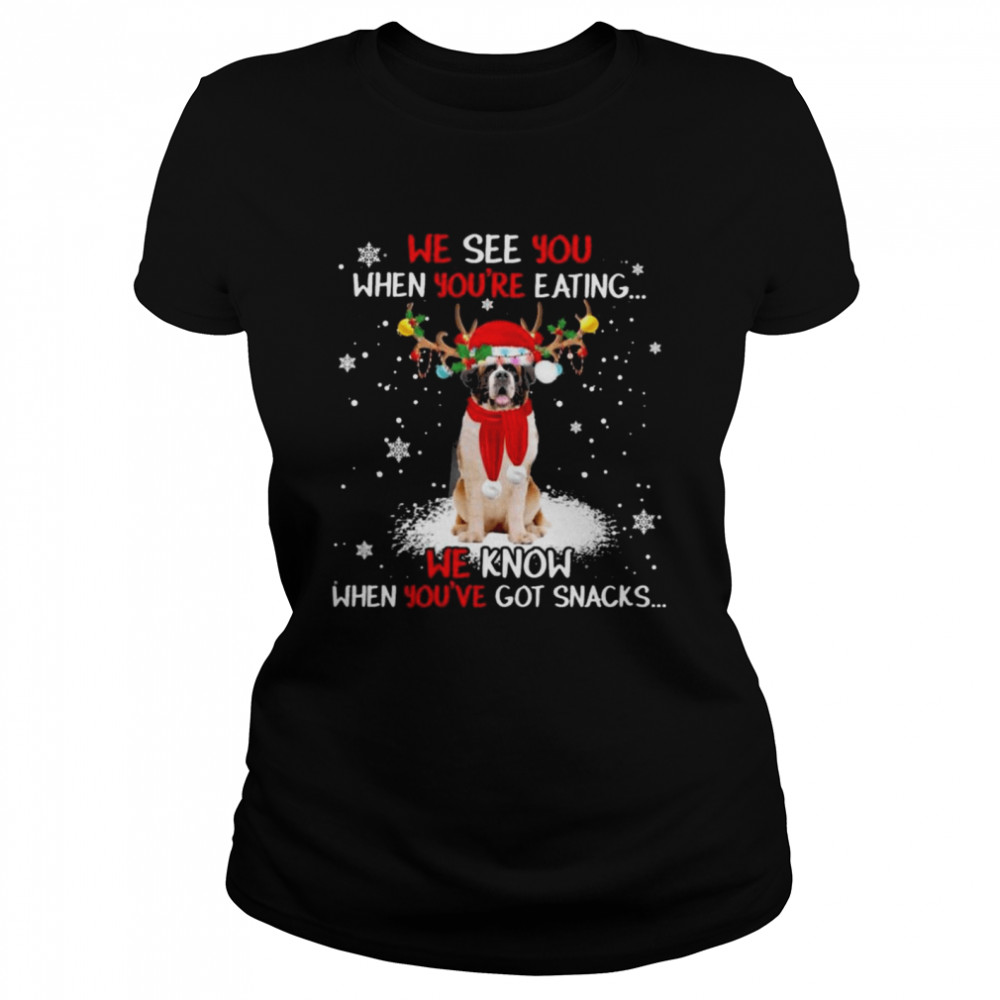 St Bernard we see You when youre eating we know when youre got snacks Christmas shirt Classic Women's T-shirt