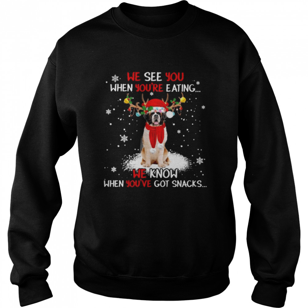 St Bernard we see You when youre eating we know when youre got snacks Christmas shirt Unisex Sweatshirt