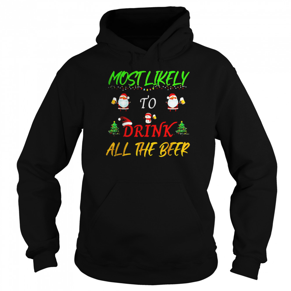 Most Likely To Drink All The Beer Christmas Sweater  Unisex Hoodie