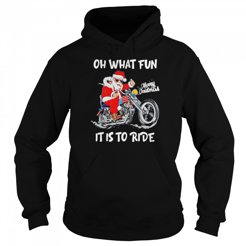 Best biker Santa oh what fun it is to ride sweater Unisex Hoodie