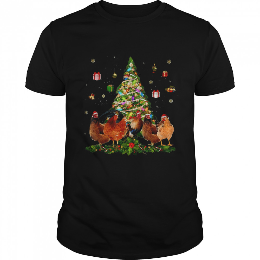 Chicken Christmas Tree Lights Chicken Xmas  Classic Men's T-shirt