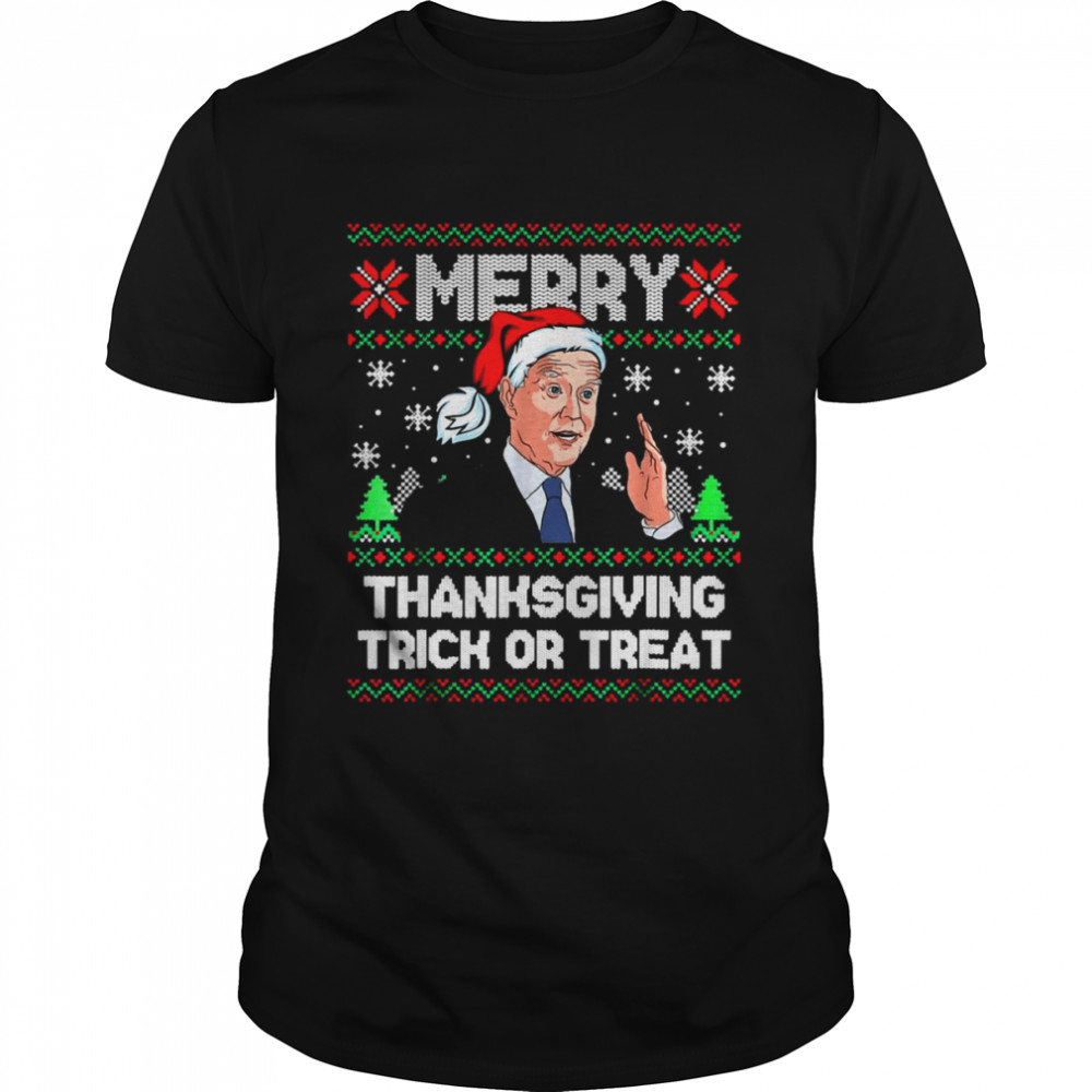 joe Biden Merry Thanksgiving Trick Or Treat Ugly X-Mas Sweater Shirts