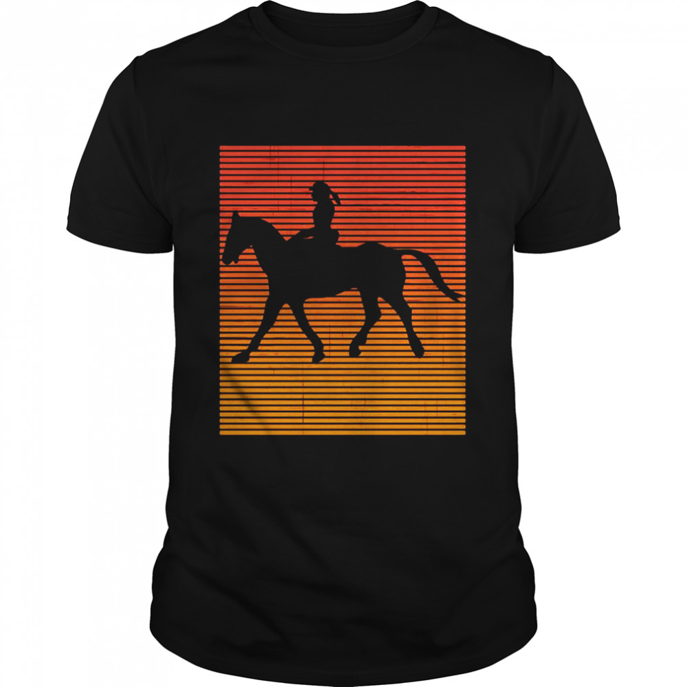 Retro Sunset Horse Rider Equestrian Horseman Shirt