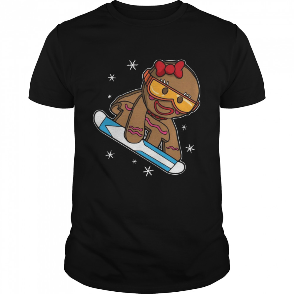 Christmas Snowboarding Gingerbread Girl Shirts