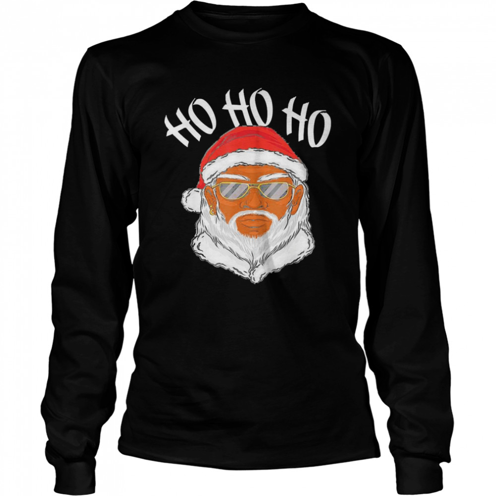 African American Santa Claus Black Father Christmas HO HO HO Long Sleeved T-shirt