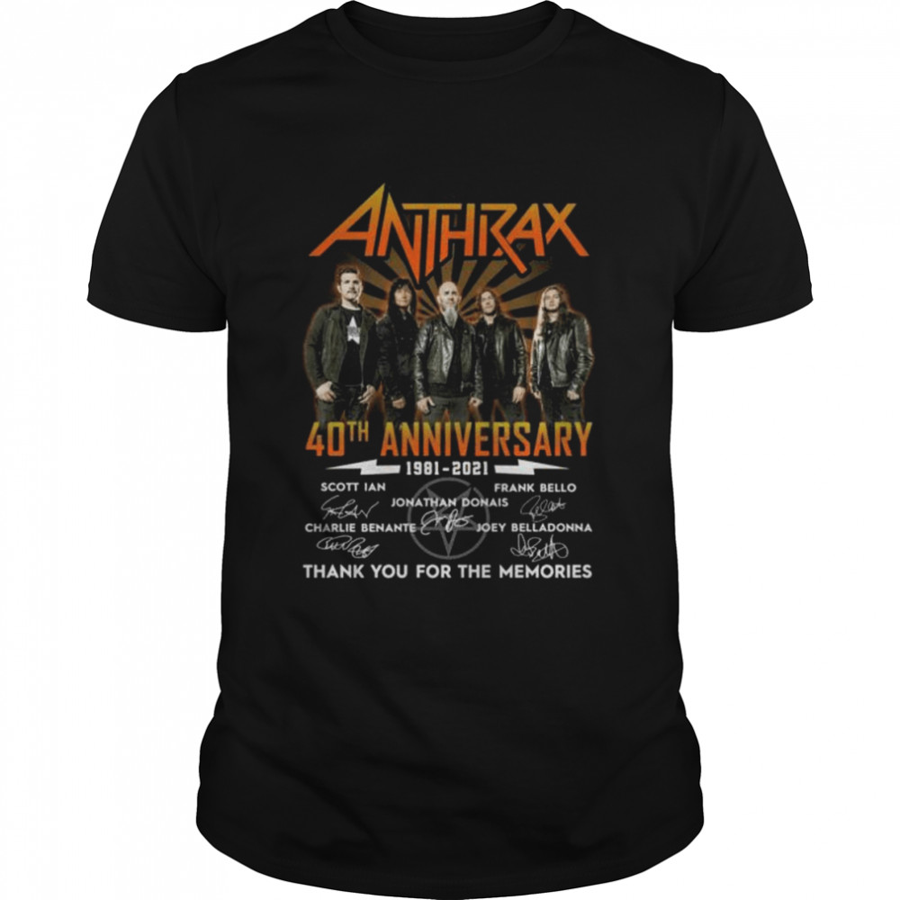 Anthrax 40th anniversary 1981 2021 thank you for the memories signatures shirts