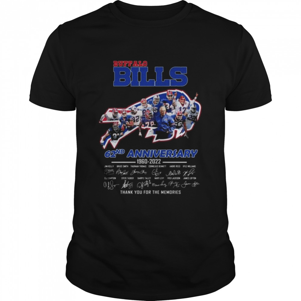 Buffalo Bills 62nd anniversary 1960 2022 thank you for the memories signatures shirts