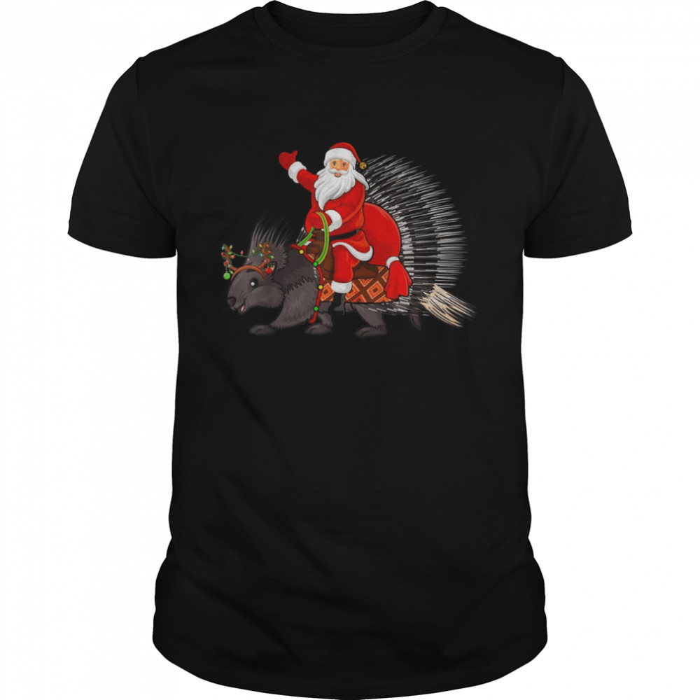 Xmas Family Matching Santa Riding Porcupine Christmas  Classic Men's T-shirt