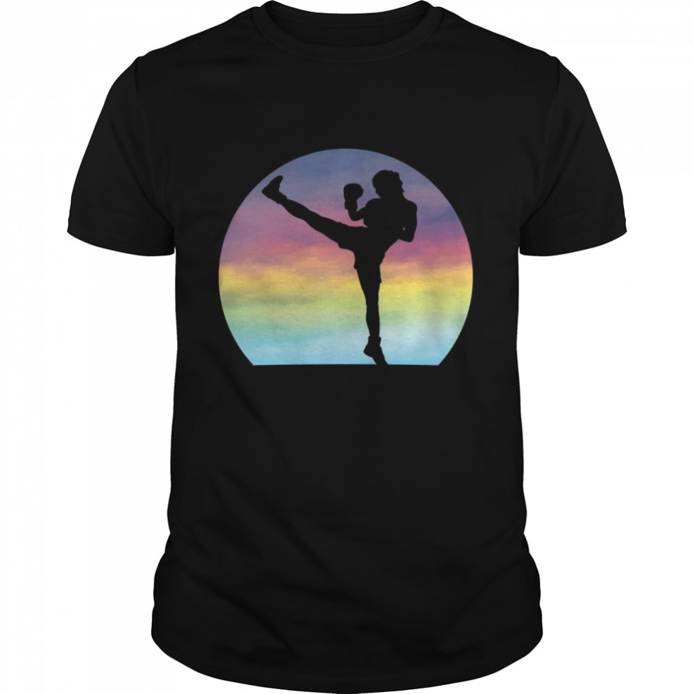 Kickboxing Retro Sunset Thai Boxing Workout  Classic Men's T-shirt