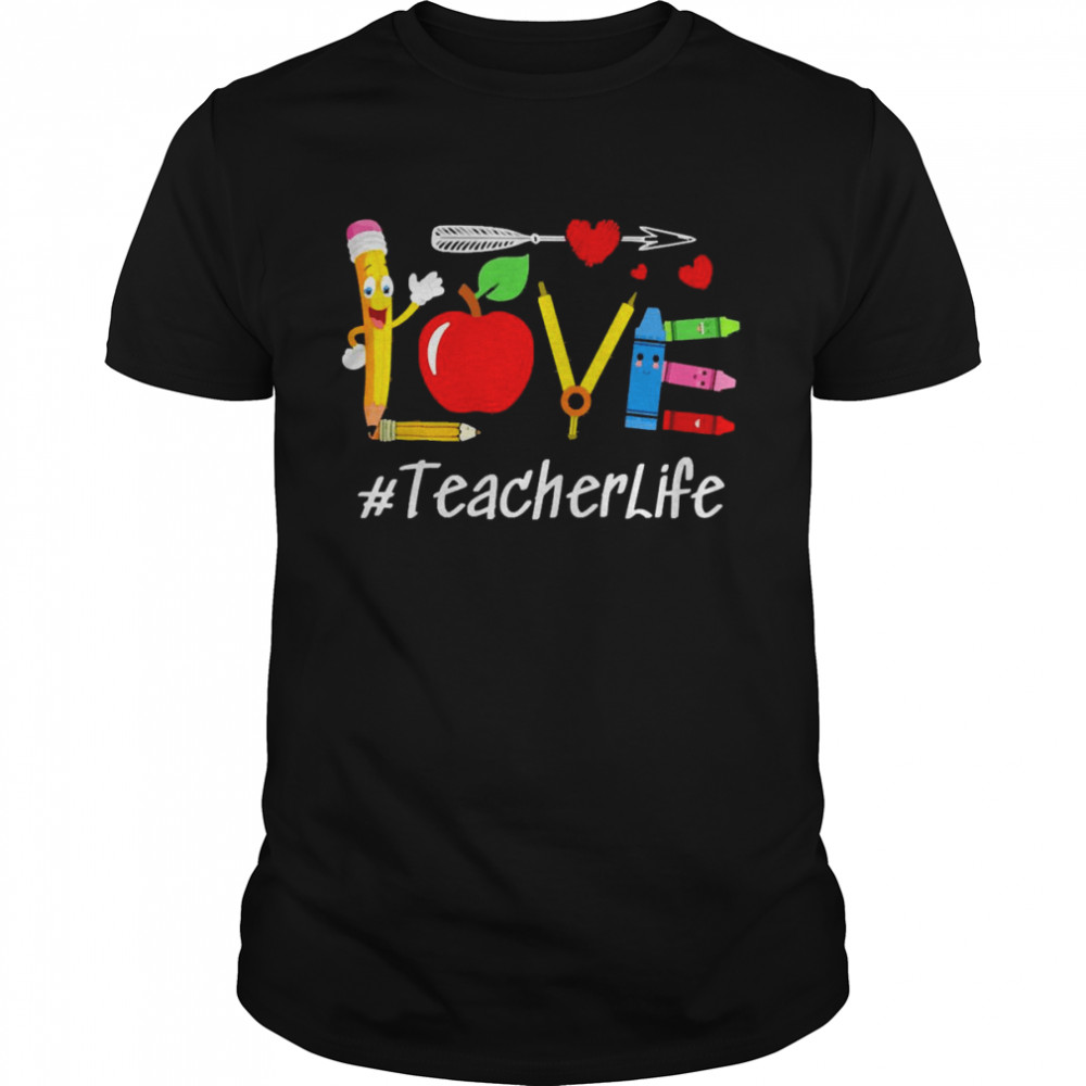 Love Apple Pencil Teacher Life Shirts