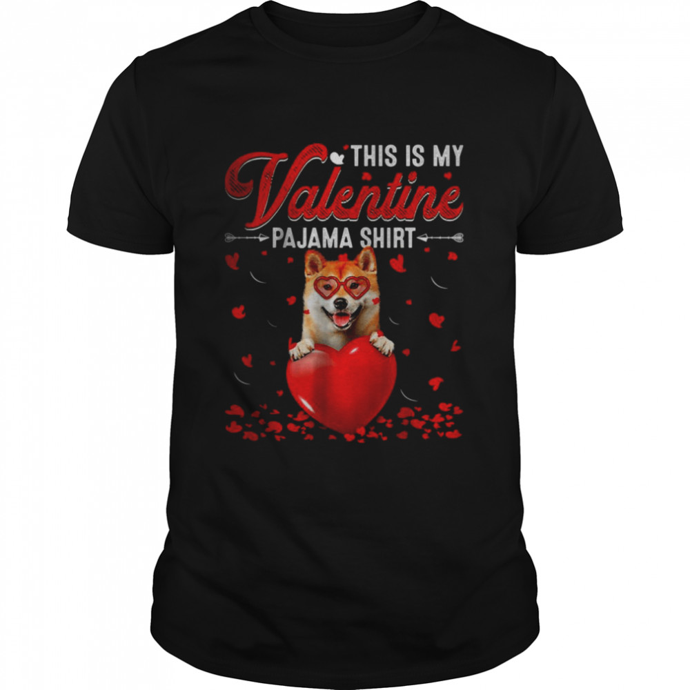 This Is My Valentine Pajama  Shiba Inu Dog T- Classic Men's T-shirt