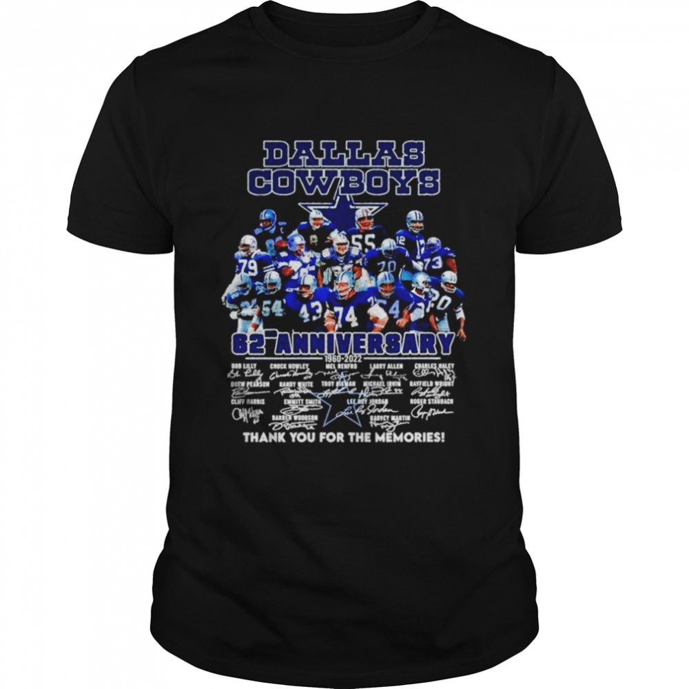 Dallas Cowboys 62nd anniversary thank you for the memories signatures T-shirt Classic Men's T-shirt