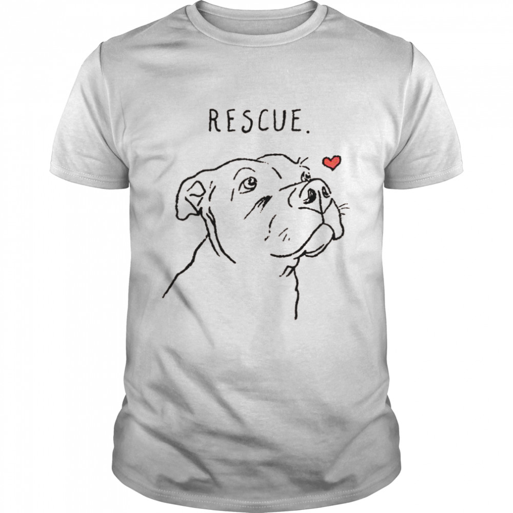 Rescue Love Pitbull Dog Cute  Classic Men's T-shirt