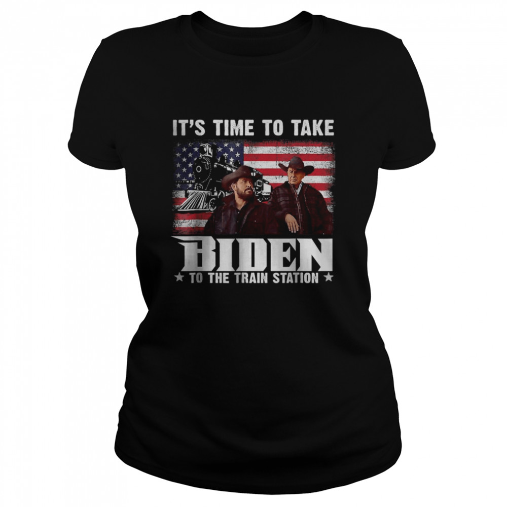 It’s time to take brandon to the train station American flag shirt Classic Women's T-shirt