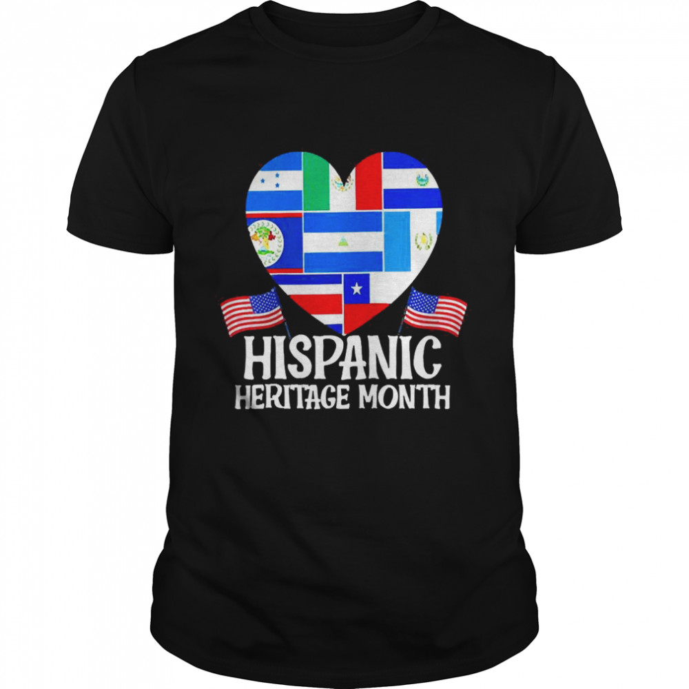 Hispanic Pride Latino US Flag Heart Hispanic Heritage Month Shirt